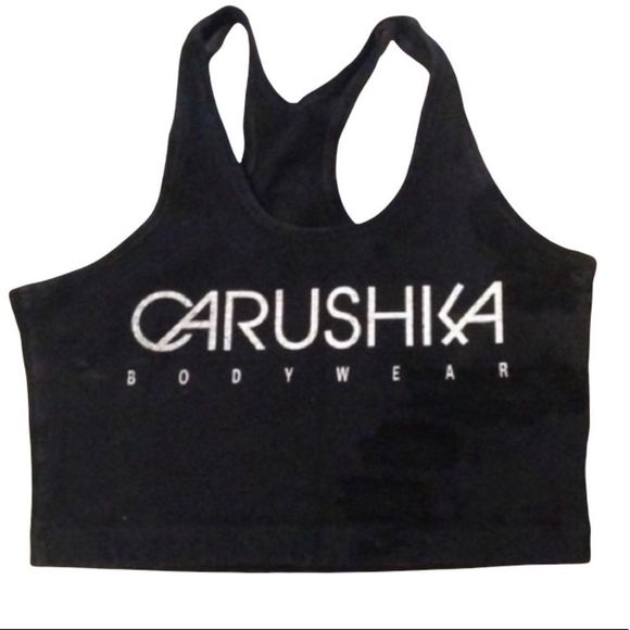 Vintage Tops - Vintage Carushka Black Crop Tank Top